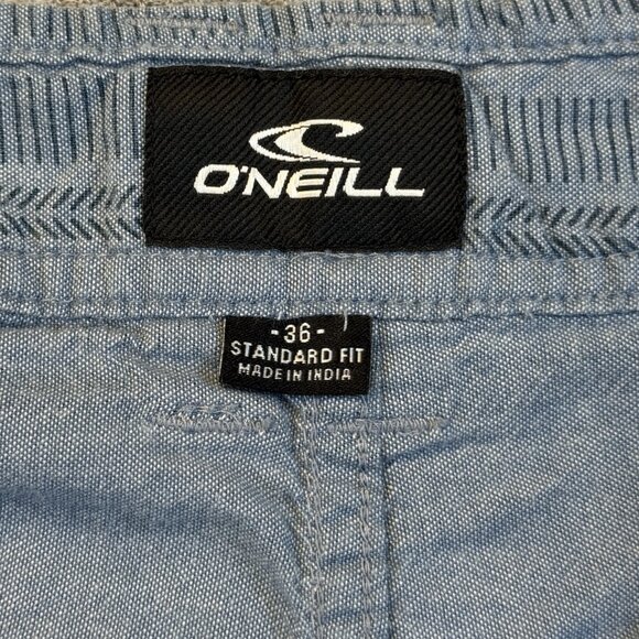 O'Neill Mens 36 Chino Shorts Light Blue Flat Front Striped Cotton Standard Fit - Picture 8 of 14
